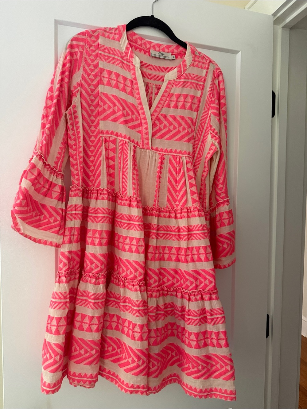 Women’s Anthropologie Pink Patterned Tiered Dress